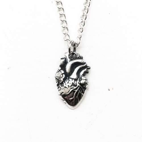 STERLING SILVER ANATOMICAL HEART NECKLACE