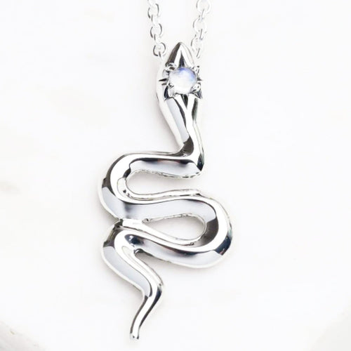 STERLING SILVER DIVINE SERPENT MOONSTONE NECKLACE